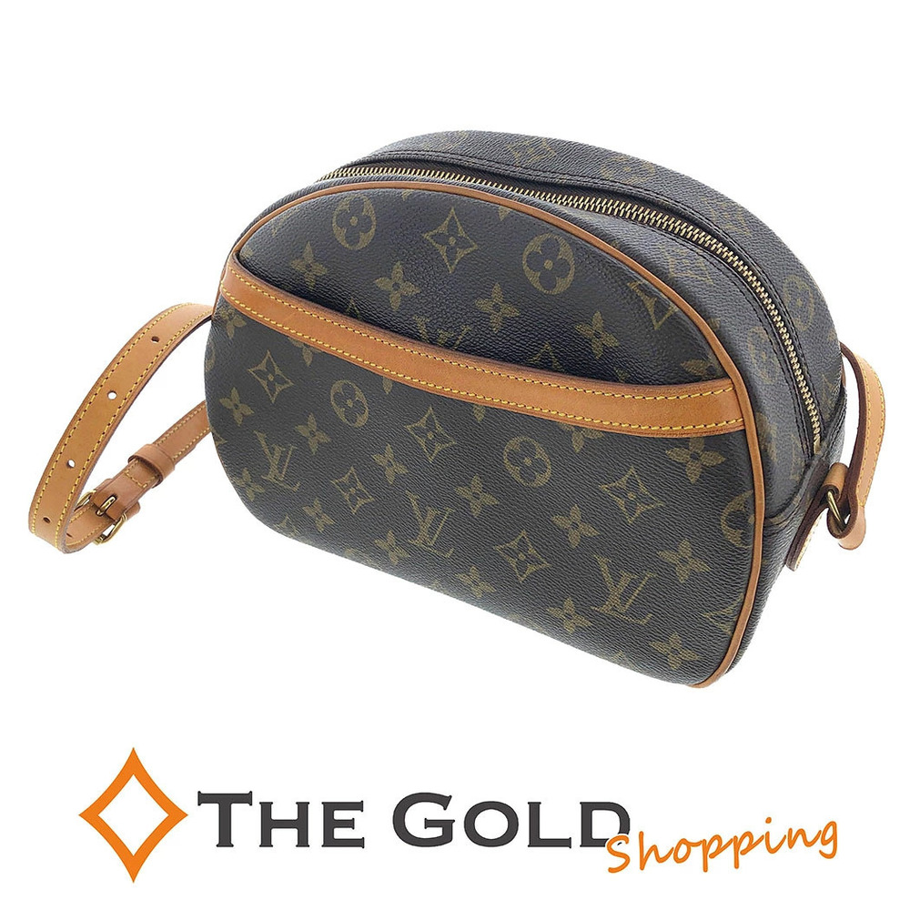 Louis Vuitton Blois Monogram Pochette Crossbody Bag Canvas Leather Brown